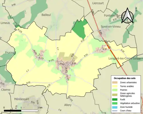 Carte en couleurs présentant l'occupation des sols.