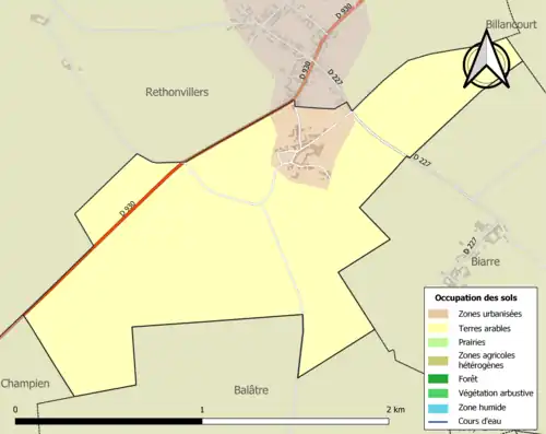 Carte en couleurs présentant l'occupation des sols.