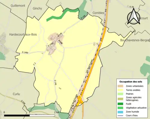 Carte en couleurs présentant l'occupation des sols.