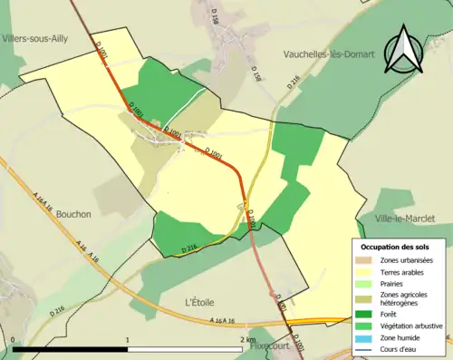 Carte en couleurs présentant l'occupation des sols.