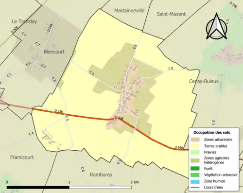 Carte en couleurs présentant l'occupation des sols.