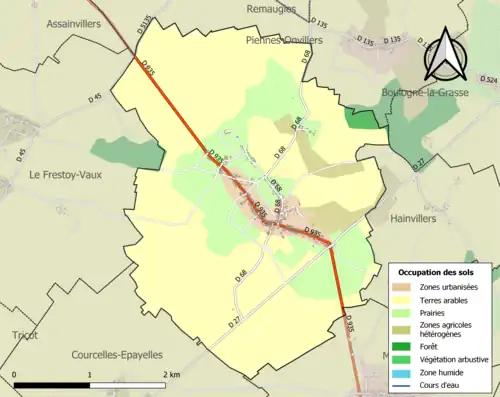 Carte en couleurs présentant l'occupation des sols.