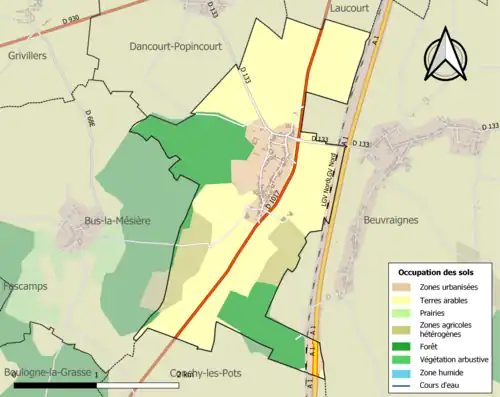 Carte en couleurs présentant l'occupation des sols.