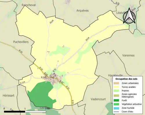 Carte en couleurs présentant l'occupation des sols.