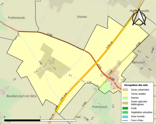 Carte en couleurs présentant l'occupation des sols.