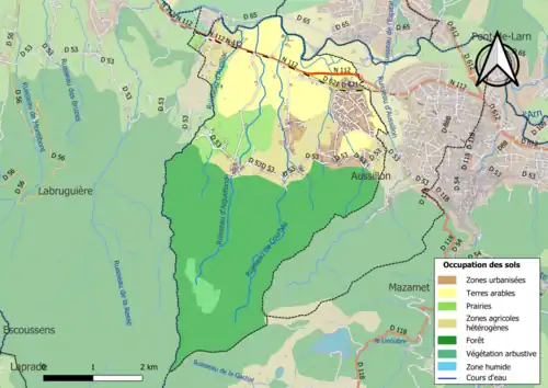 Carte en couleurs présentant l'occupation des sols.