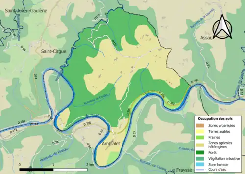 Carte en couleurs présentant l'occupation des sols.