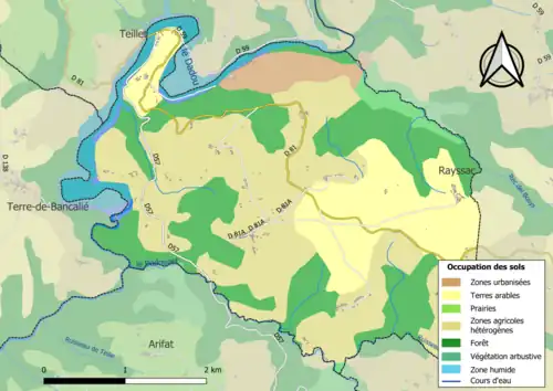 Carte en couleurs présentant l'occupation des sols.