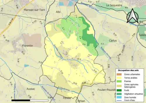 Carte en couleurs présentant l'occupation des sols.
