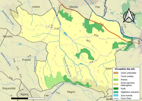 Carte en couleurs présentant l'occupation des sols.