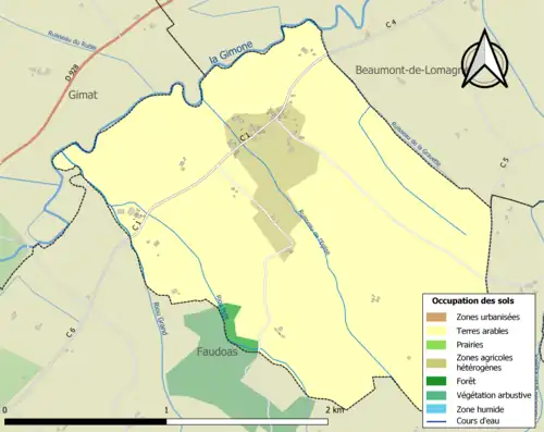 Carte en couleurs présentant l'occupation des sols.
