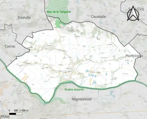 Carte des ZNIEFF de type 1 sur la commune.