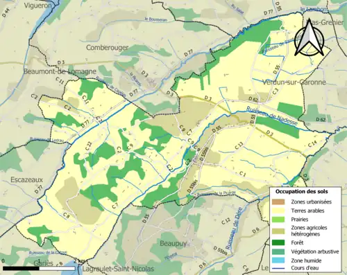 Carte en couleurs présentant l'occupation des sols.
