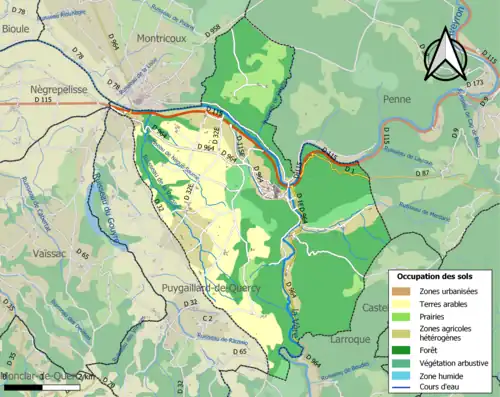 Carte en couleurs présentant l'occupation des sols.