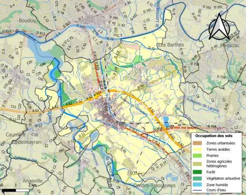Carte en couleurs présentant l'occupation des sols.
