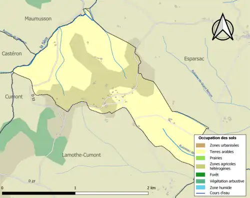 Carte en couleurs présentant l'occupation des sols.