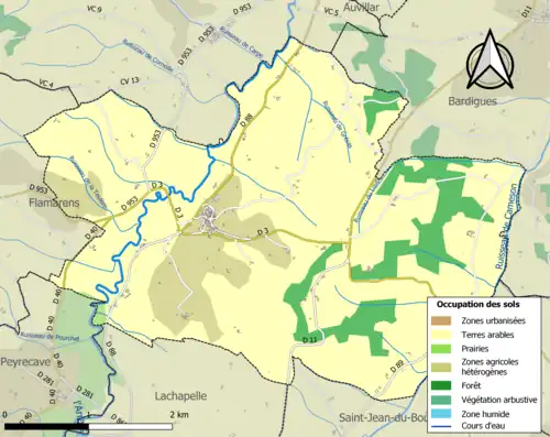 Carte en couleurs présentant l'occupation des sols.