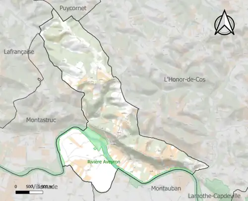 Carte de la ZNIEFF de type 1 sur la commune.