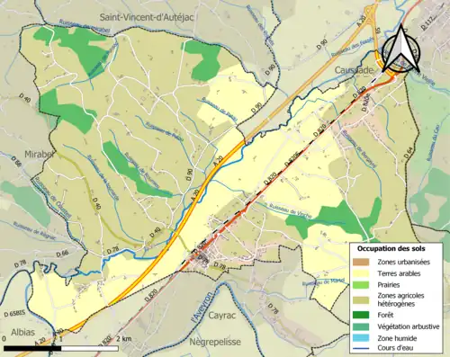 Carte en couleurs présentant l'occupation des sols.