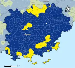 Candidat arrivé en tête au 2d tour par commune. Emmanuel MacronMarine Le Pen