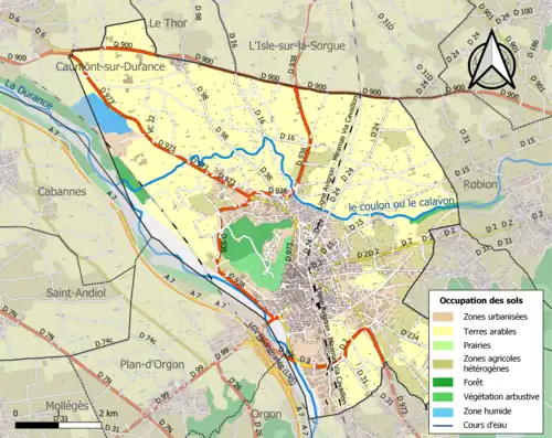 Carte en couleurs présentant l'occupation des sols.