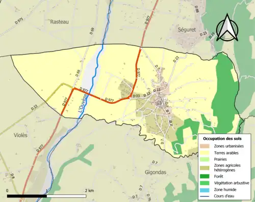 Carte en couleurs présentant l'occupation des sols.