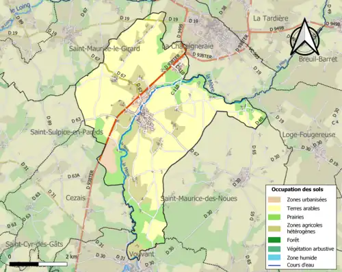 Carte en couleurs présentant l'occupation des sols.