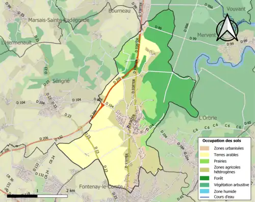 Carte en couleurs présentant l'occupation des sols.