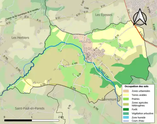 Carte en couleurs présentant l'occupation des sols.