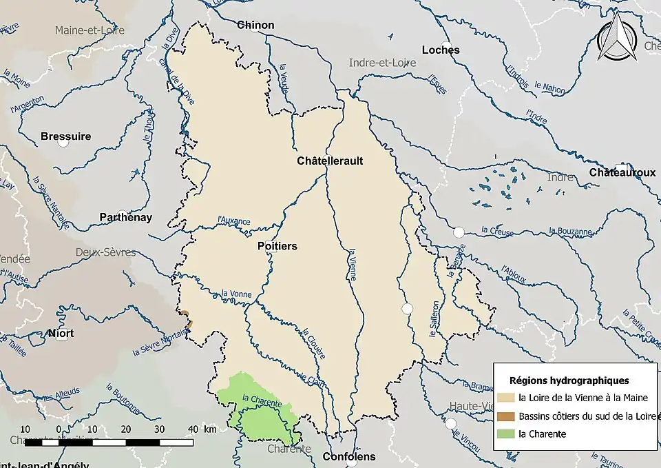 La Vienne est découpé en deux régions hydrographiques.