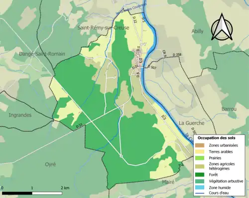 Carte en couleurs présentant l'occupation des sols.
