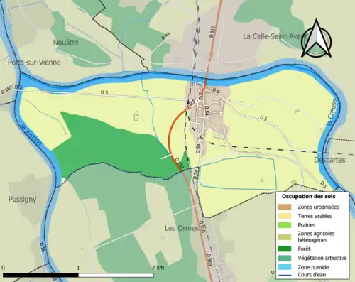 Carte en couleurs présentant l'occupation des sols.