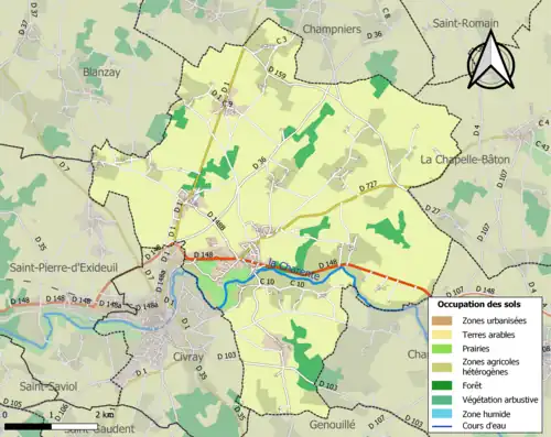 Carte en couleurs présentant l'occupation des sols.