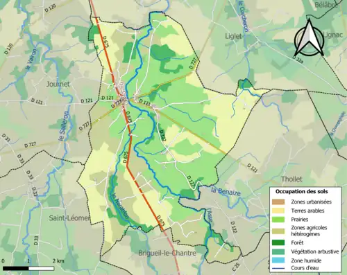 Carte en couleurs présentant l'occupation des sols.