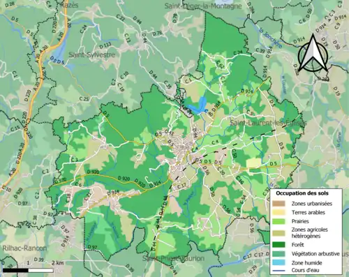 Carte en couleurs présentant l'occupation des sols.