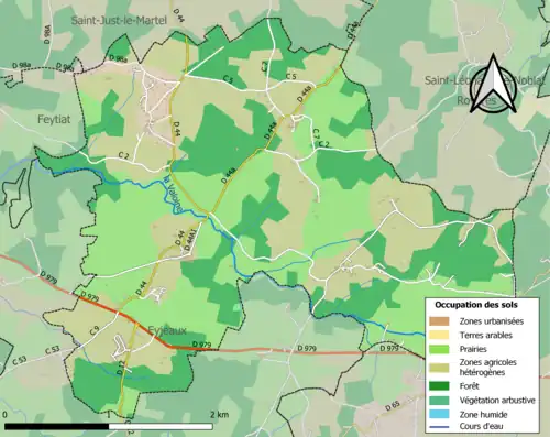 Carte en couleurs présentant l'occupation des sols.