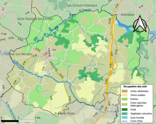 Carte en couleurs présentant l'occupation des sols.