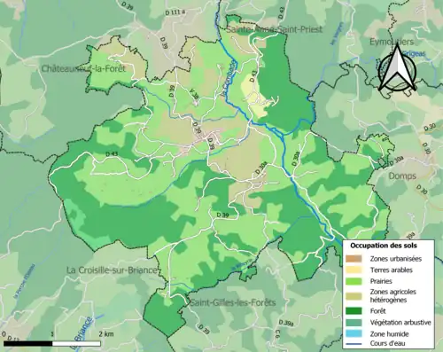 Carte en couleurs présentant l'occupation des sols.