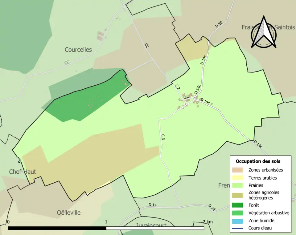 Carte en couleurs présentant l'occupation des sols.