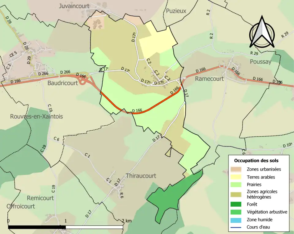 Carte en couleurs présentant l'occupation des sols.