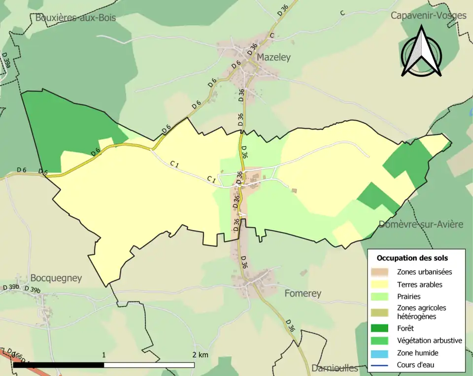 Carte en couleurs présentant l'occupation des sols.