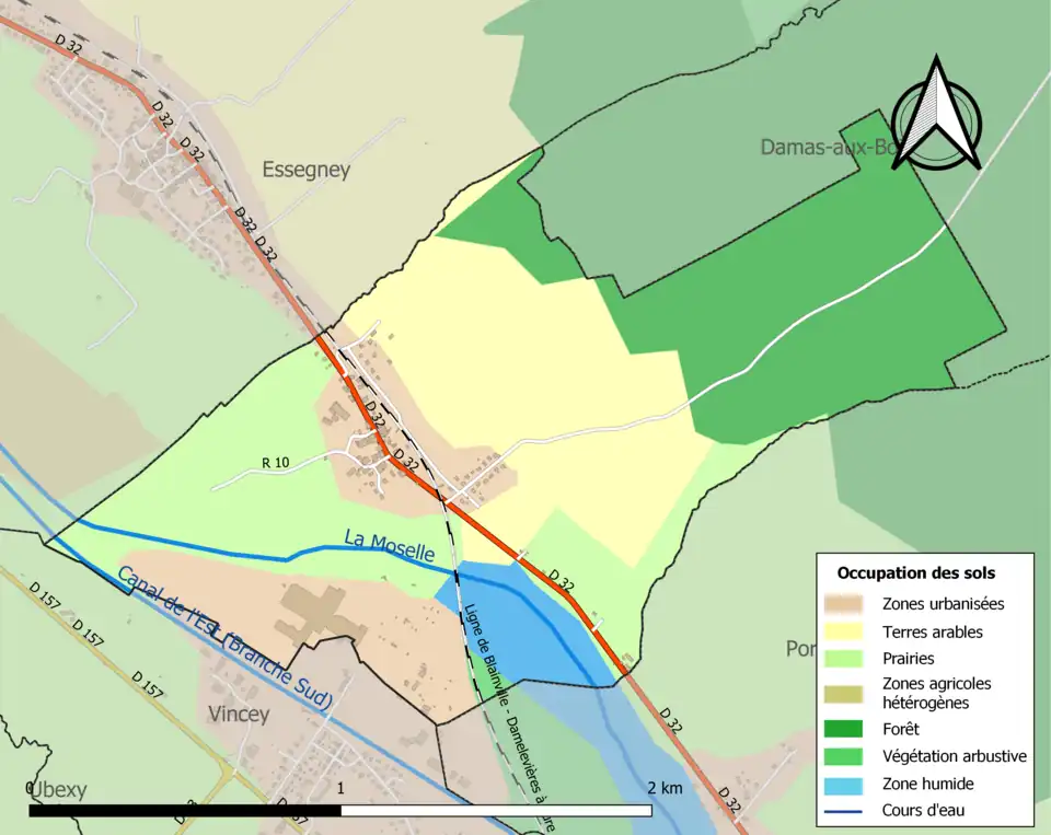 Carte en couleurs présentant l'occupation des sols.