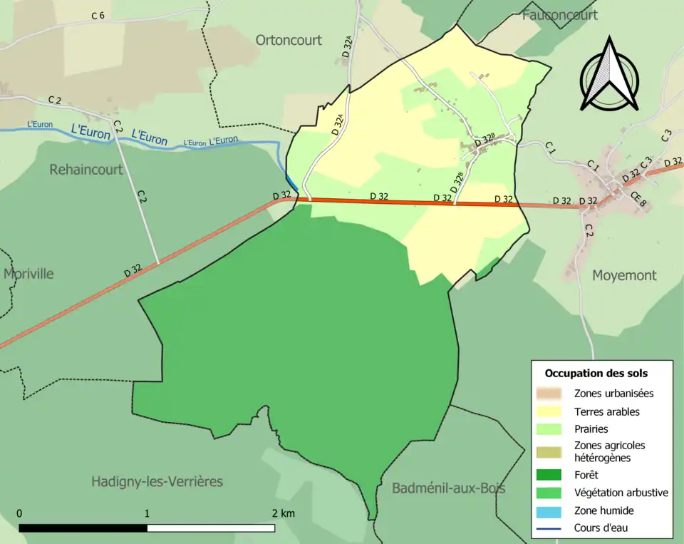 Carte en couleurs présentant l'occupation des sols.