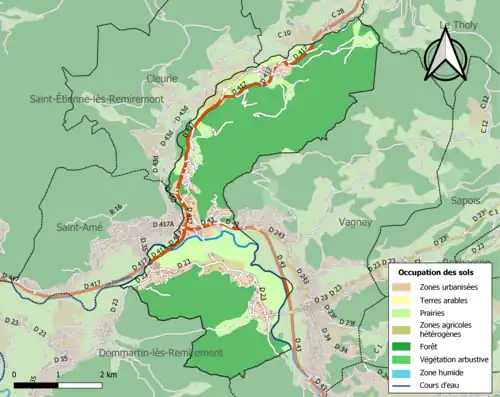 Carte en couleurs présentant l'occupation des sols.