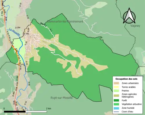 Carte en couleurs présentant l'occupation des sols.