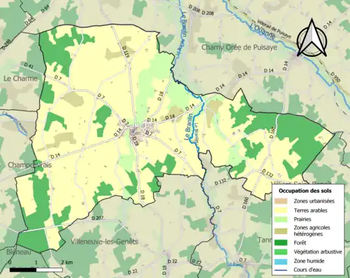 Carte en couleurs présentant l'occupation des sols.