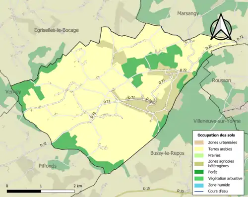 Carte en couleurs présentant l'occupation des sols.