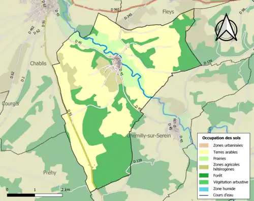 Carte en couleurs présentant l'occupation des sols.
