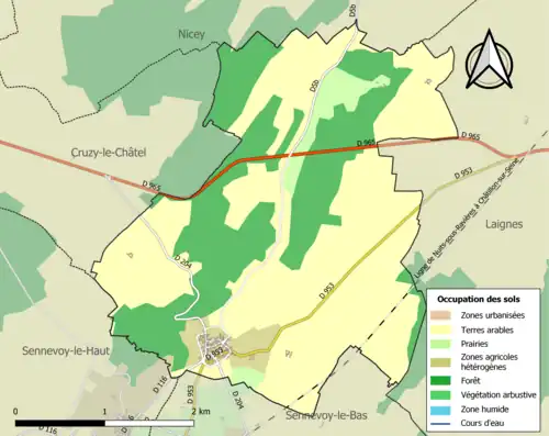 Carte en couleurs présentant l'occupation des sols.