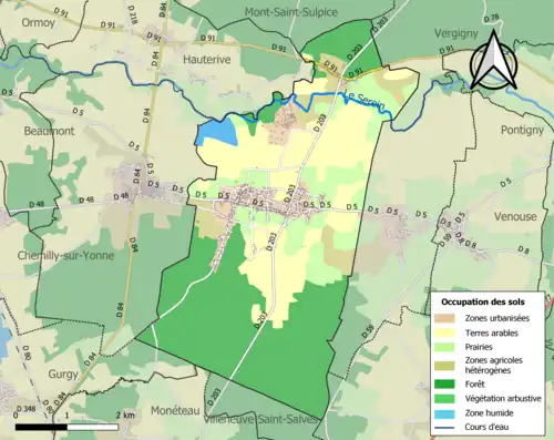 Carte en couleurs présentant l'occupation des sols.
